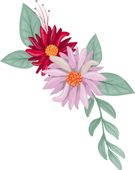 Red Flower Arrangement with watercolor style png