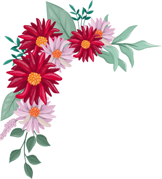 Red Flower Arrangement with watercolor style png