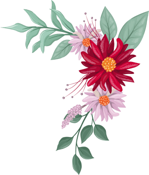 Red Flower Arrangement with watercolor style png