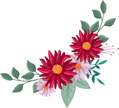 Red Flower Arrangement with watercolor style png