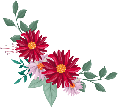 Red Flower Arrangement with watercolor style png