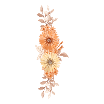 Orange Flower Arrangement with watercolor style png