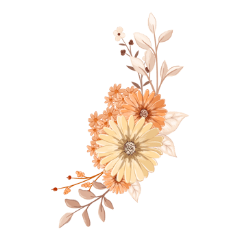 Orange Flower Arrangement with watercolor style png