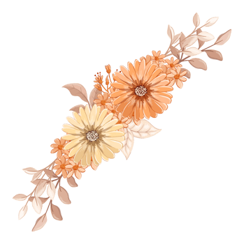 Orange Flower Arrangement with watercolor style png