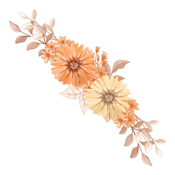 Orange Flower Arrangement with watercolor style png