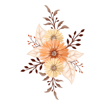 Orange Flower Arrangement with watercolor style png