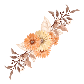 Orange Flower Arrangement with watercolor style png