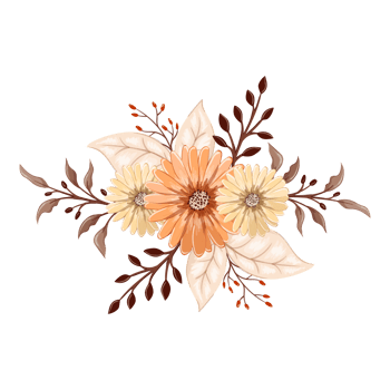 Orange Flower Arrangement with watercolor style png