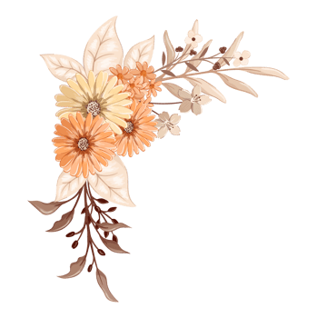 Orange Flower Arrangement with watercolor style png