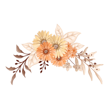 Orange Flower Arrangement with watercolor style png