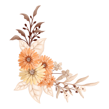 Orange Flower Arrangement with watercolor style png