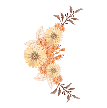 Orange Flower Arrangement with watercolor style png