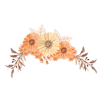 Orange Flower Arrangement with watercolor style png
