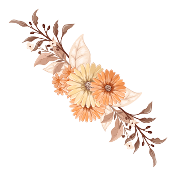 Orange Flower Arrangement with watercolor style png
