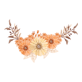 Orange Flower Arrangement with watercolor style png