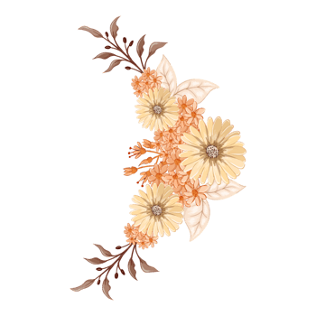 Orange Flower Arrangement with watercolor style png