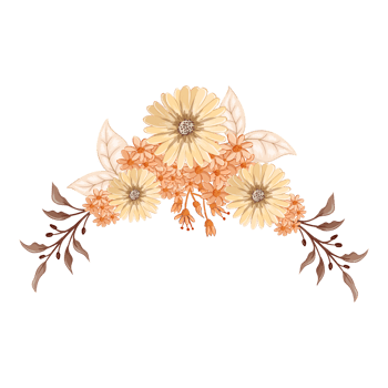 Orange Flower Arrangement with watercolor style png
