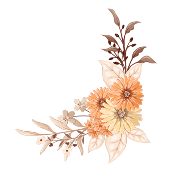 Orange Flower Arrangement with watercolor style png