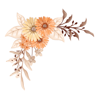 Orange Flower Arrangement with watercolor style png