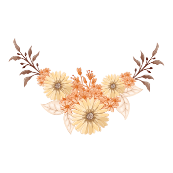 Orange Flower Arrangement with watercolor style png