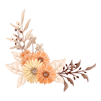 Orange Flower Arrangement with watercolor style png