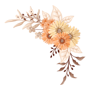 Orange Flower Arrangement with watercolor style png