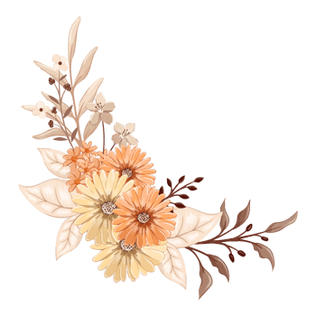Orange Flower Arrangement with watercolor style png