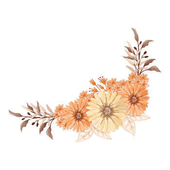 Orange Flower Arrangement with watercolor style png