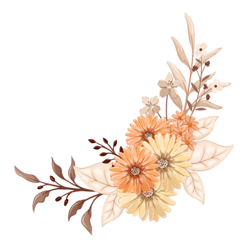 Orange Flower Arrangement with watercolor style png