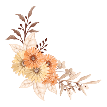 Orange Flower Arrangement with watercolor style png