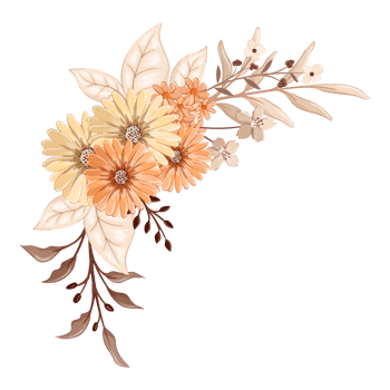 Orange Flower Arrangement with watercolor style png