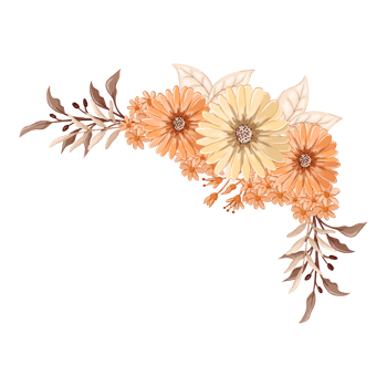 Orange Flower Arrangement with watercolor style png