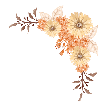 Orange Flower Arrangement with watercolor style png