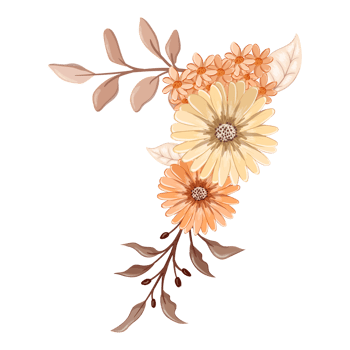 Orange Flower Arrangement with watercolor style png