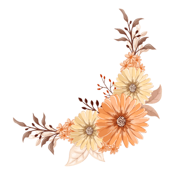 Orange Flower Arrangement with watercolor style png