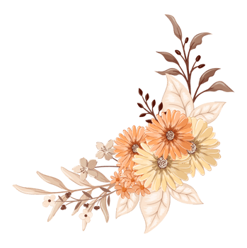 Orange Flower Arrangement with watercolor style png