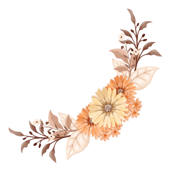 Orange Flower Arrangement with watercolor style png