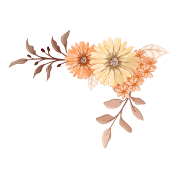 Orange Flower Arrangement with watercolor style png