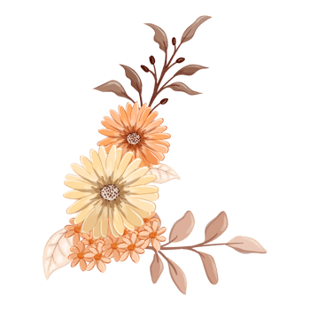 Orange Flower Arrangement with watercolor style png