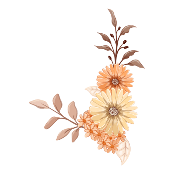Orange Flower Arrangement with watercolor style png