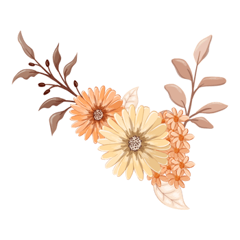 Orange Flower Arrangement with watercolor style png