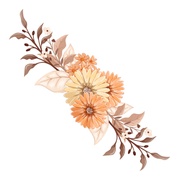 Orange Flower Arrangement with watercolor style png