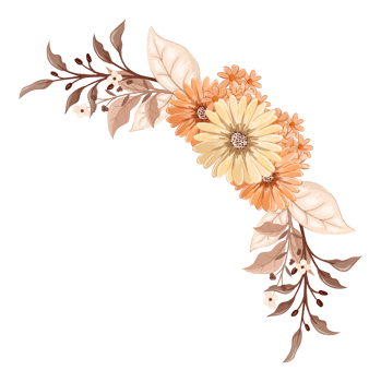 Orange Flower Arrangement with watercolor style png