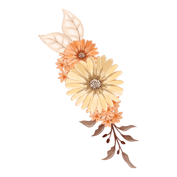 Orange Flower Arrangement with watercolor style png