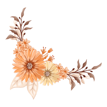 Orange Flower Arrangement with watercolor style png