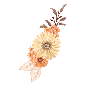 Orange Flower Arrangement with watercolor style png