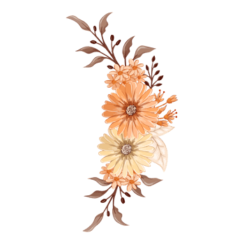 Orange Flower Arrangement with watercolor style png