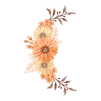 Orange Flower Arrangement with watercolor style png