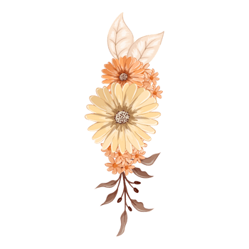 Orange Flower Arrangement with watercolor style png