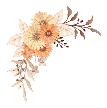 Orange Flower Arrangement with watercolor style png